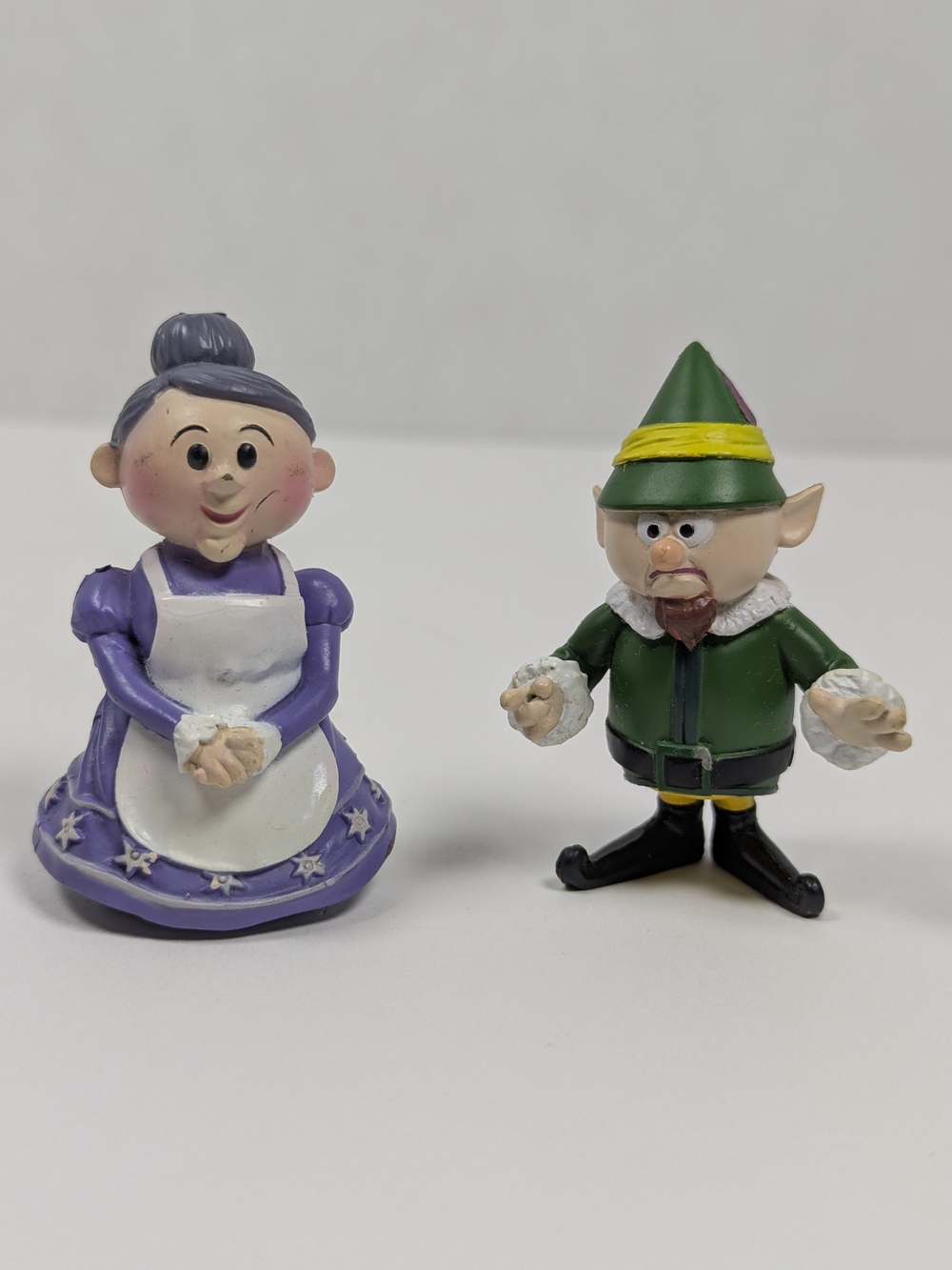 Vintage Rudolph Playing Mantis Mrs Claus Grumpy Boss Elf Figure Set 2 Pc